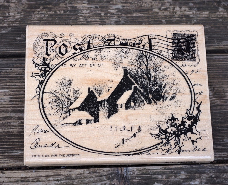 Stampendous Wood Mounted Rubber Stamp Snow Postcard