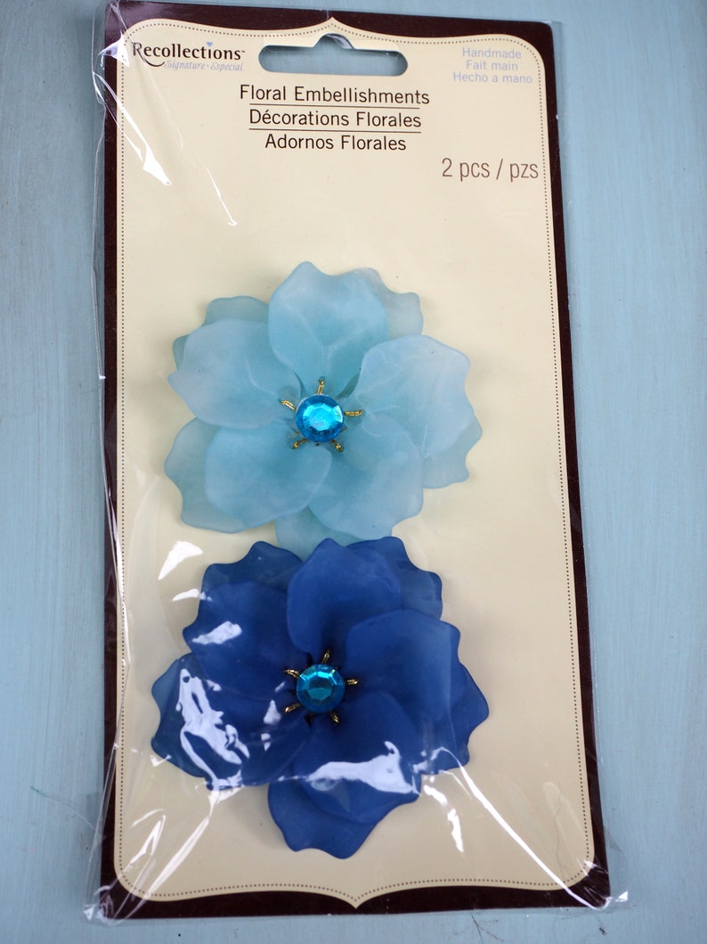 Recollections Floral Embellishments Hard Plastic Roses Blue