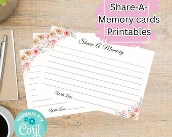 Sherbet Bouquet Funeral Printable Bundle: Share-A-Memory, Bookmark (Corjl Editable, Instant Download)