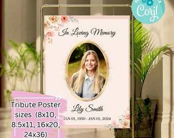Sherbet Bouquet Funeral Tribute Poster: Editable Memorial (Instant Download)