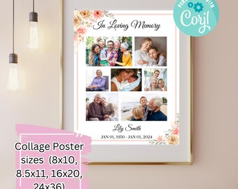 Sherbet Bouquet Funeral Collage Poster: Editable Memorial (Instant Download)