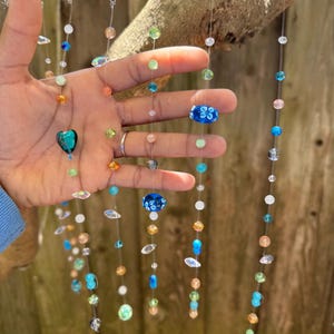 Ocean Breeze Beaded Hanging Art – Handmade Boho Suncatcher Mobile with Glass Beads | Coastal Decor, Window Hanging, Nature-Inspired Gift