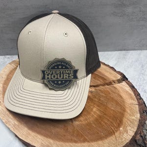 Workaholic Hat, Custom Leather Patch hat, Blue Collar, Adjustable Trucker Cap, Dad Hat, Fathers Day Gift, Mens Christmas Gift, Funny Dad Cap