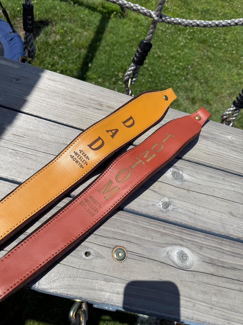 Dad Leather Sling With Names, Custom Padded Sling, Personalized Leather ...