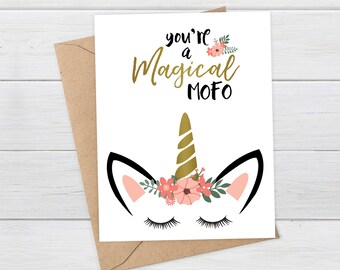 Unicorn greeting card friendship encouragement card positive vibes card I am a unicorn card always be yourself blank card simple