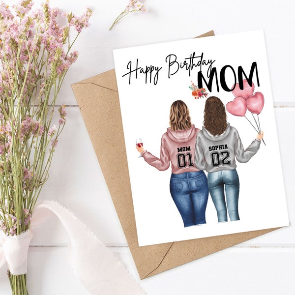MOM BIRTHDAY Card, Personalized Mother Birthday Card, Custom Mom Birthday, Personalized Birthday Card for Mom, Best Mom Ever, Mom Birthday