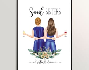 PERSONALIZED SOUL SISTER Sign, Custom Birthday Digital Print Custom Friend Birthday Print Friend Birthday Gift, Girlfriend Birthday Wall Art