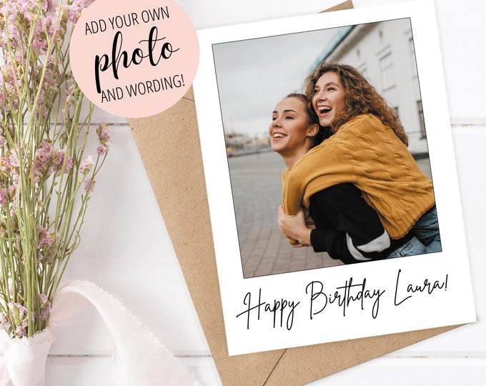 Custom Photo Card, Personalized Greeting Card for Birthday, Anniversary, Boyfriend/Girlfriend Love Card, Create your own Birthday Photo Card