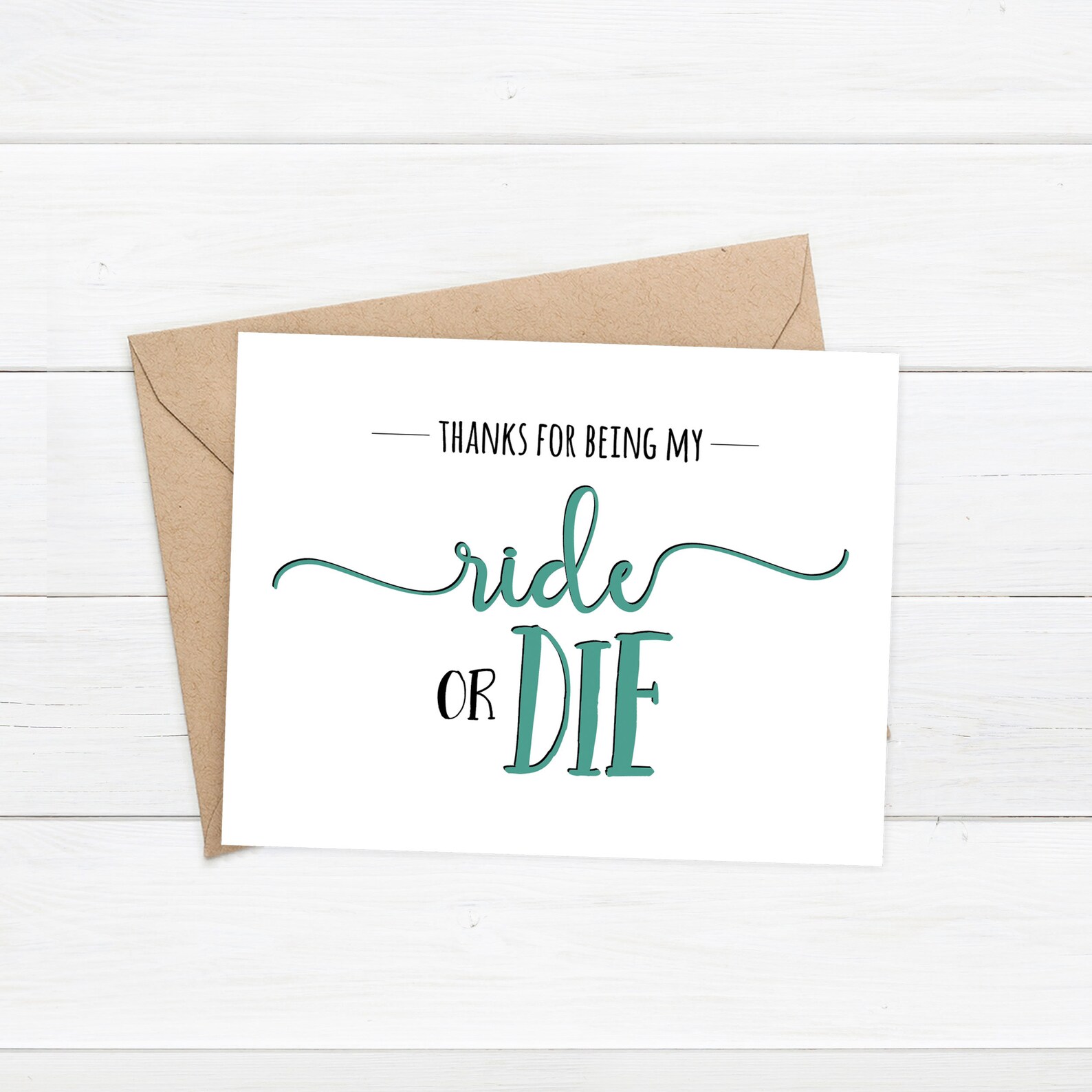 RIDE or DIE Thank You Card for Best Friend Funny Thank You Etsy