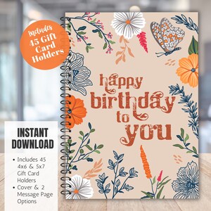 Floral-Themed Digital Printable Birthday Gift Card Book for Her - Wife, Mom, Daughter, Sister Birthday Care Package - Instant Download