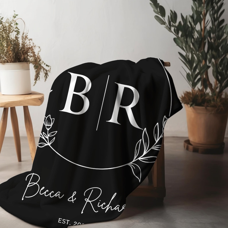 Personalized Bridal Shower Gift Custom Engagement Gift Couples Blanket