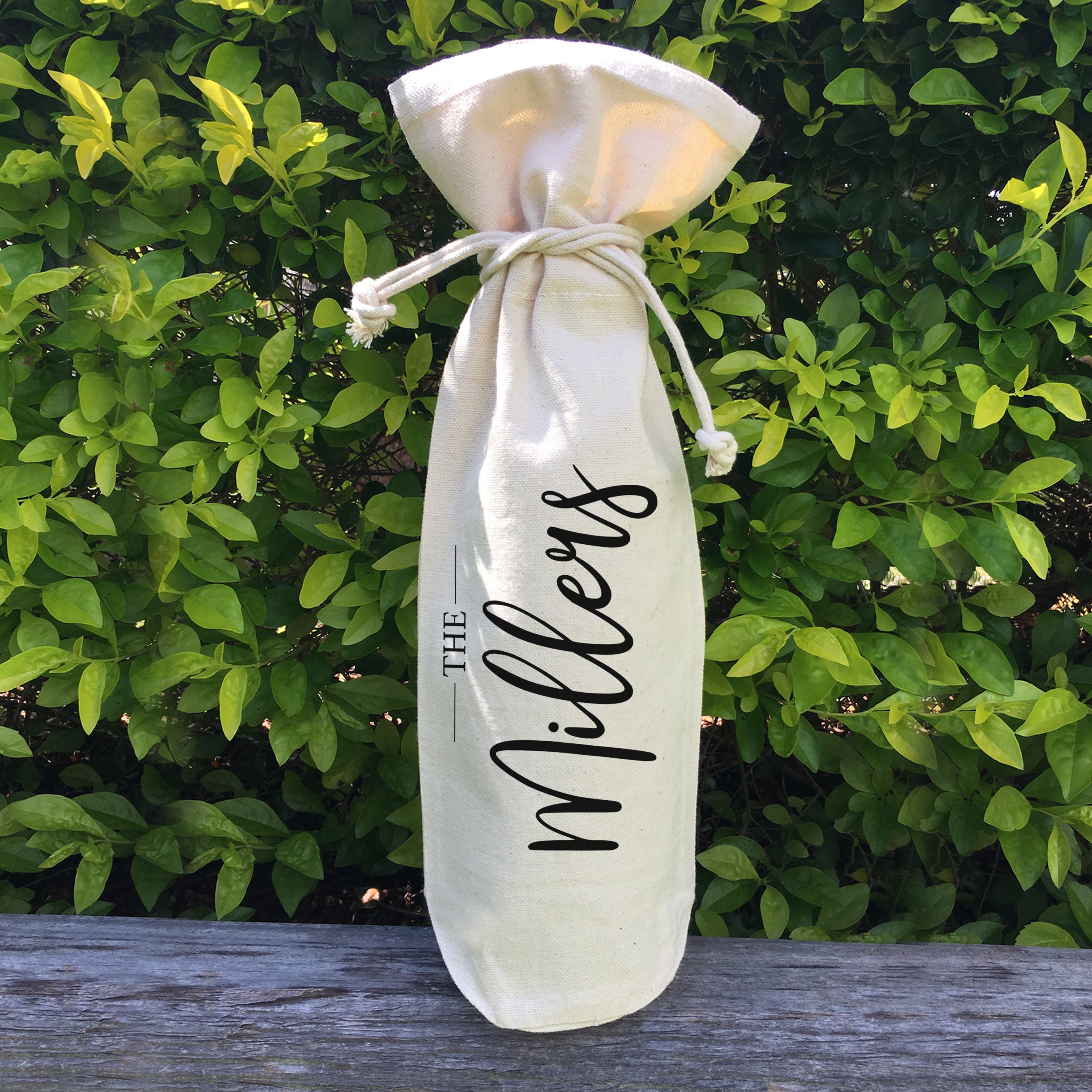 PERSONALIZED Canvas WINE BAG Wine Gift Bag Personalized Wine Etsy
