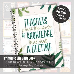 Porte-cartes cadeau imprimable appréciation des enseignants, lot de cartes de remerciement pour enseignant, cadeau de fin d'année pour enseignant, anniversaire, vacances, téléchargement immédiat
