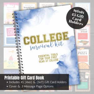 College cadeaubon boek, College Survival Kit, eerstejaars college cadeaubon fotoalbum cadeau afdrukbare afstuderen cadeaukaart bundel voor afstudeerder