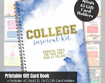 College Geschenkkarte Buch, College Survival Kit, Erstes Jahr College Geschenkkarte Fotoalbum Geschenk druckbares Abschlussgeschenkkartenset für graduierten Abschluss
