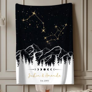 Personalized Constellation Tapestry Custom Zodiac Blanket Anniversary Gift Night Sky Woven Throw Celestial Wedding Gift Horoscope Astrology image 3
