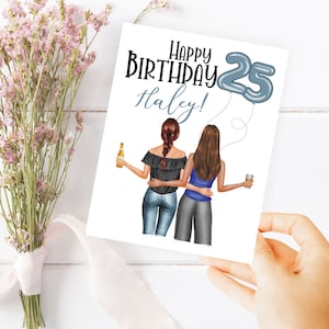 Personalized Sister Birthday Card, Custom Friend & Girlfriend Birthday Card, Customizable Friend Card, Unique Birthday Card for her