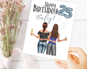 Personalized Sister Birthday Card, Custom Friend & Girlfriend Birthday Card, Customizable Friend Card, Unique Birthday Card for her