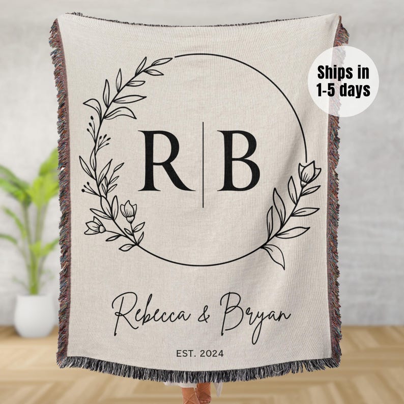 Personalized Bridal Shower Gift Custom Engagement Gift Couples Blanket