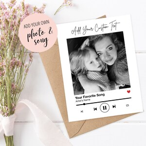 PERSONALIZED PHOTO CARD, Custom Photo Song Card, Personalized Music Card, Personalized Birthday Anniversary Mother's Day Card