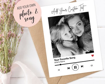 TARJETA CON FOTO PERSONALIZADA, Tarjeta con foto y canción personalizada, Tarjeta musical personalizada, Tarjeta personalizada de cumpleaños, aniversario, día de la madre