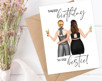 PERSONALIZED FRIEND BIRTHDAY Card, Custom Sister Friend Mom Birthday Card, Personalized Sister Birthday Card for Mom, Bestie Birthday Card