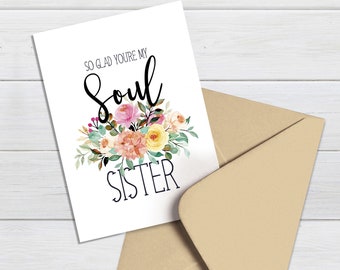 BEST FRIEND CARD, Soul Sisters Card, You're my person card, friendship card, long distance card, sister birthday, bff card, sister card