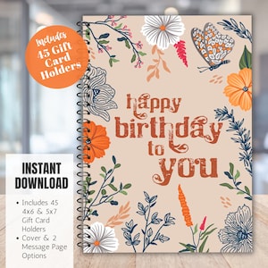 Floral-Themed Digital Printable Birthday Gift Card Book for Her - Wife, Mom, Daughter, Sister Birthday Care Package - Instant Download