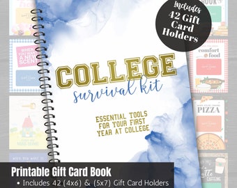 College Gift Card Book, College Survival Kit, First Year College Gift Card Photo Album Gift Printable Graduation Gift Card Bundle for Grad