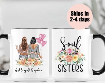 Best Friend Gift, Custom Soul Sisters Mug, Long Distance Friendship Gift, Personalized Soul Sister Mug, Unique BFF Gift, Personalized Friend