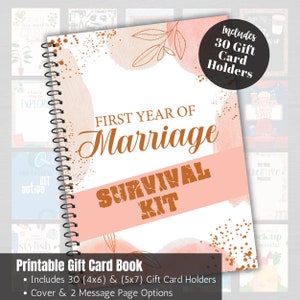 Kit di sopravvivenza per il primo anno di matrimonio, libro di biglietti regalo di nozze personalizzato, regalo per addio al nubilato, regalo di gruppo per la sposa, porta regali di nozze
