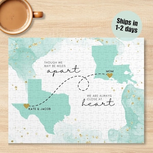 Personalized Long Distance Puzzle Custom State to State Map Gift College Send Off Moving Away Gift Miss You Mom Best Friend Jigsaw Puzzle