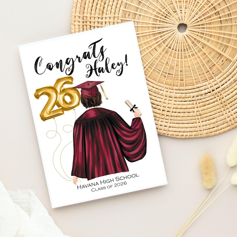 Tarjeta de GRADUACIÓN PERSONALIZADA para la Clase de 2026 Tarjeta de Felicitaciones para Graduados Tarjeta de Graduación 2026 Anuncio de Graduación Regalo de Graduación imagen 2