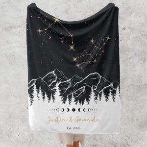 Personalized Constellation Tapestry Custom Zodiac Blanket Anniversary Gift Night Sky Woven Throw Celestial Wedding Gift Horoscope Astrology image 2