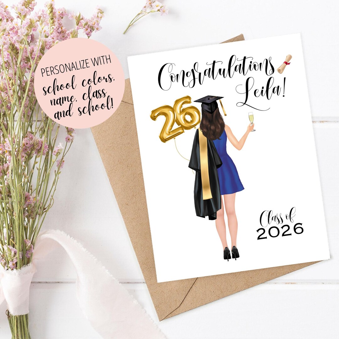 PERSONALIZED GRADUATION Card for Class of 2026 Congratulations Graduate ...