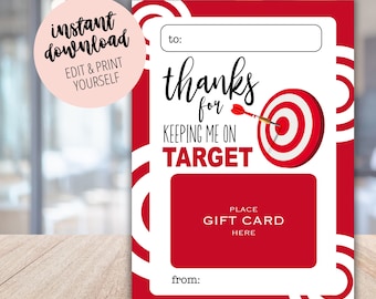 Titular de la tarjeta de regalo imprimible, descarga instantánea de agradecimiento al maestro, gracias por mantenerme en el titular de la tarjeta de regalo de Target, regalo de compañero de trabajo