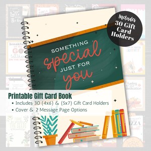 Porta tarjetas de regalo imprimibles de agradecimiento para maestros, paquete de tarjetas de agradecimiento para maestros, regalo de fin de año para maestros, cumpleaños y festividades (descarga instantánea)