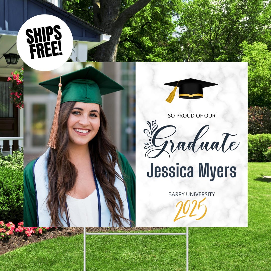 Graduation Yard Sign 2026, Custom Photo Grad Sign, Class of 2026 ...