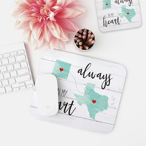 PERSONALIZED MOUSEPAD, Long Distance Gift, Custom Mousepad Set, Custom state to state gift Personalized Gift, Customized Gift, Miss You Gift