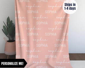 Personalized Minky Blanket With Name Custom Baby Blanket for Girls Boys Big Kids Security Blanket Monogram Plush Gift Baby Name Blanket