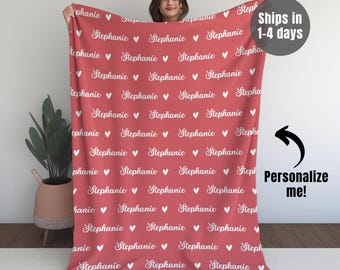 Personalized Name Blanket for Daughter Custom Baby Name Blanket for Girls | Personalized Newborn Baby Great Gift for Christmas Gift for Kids