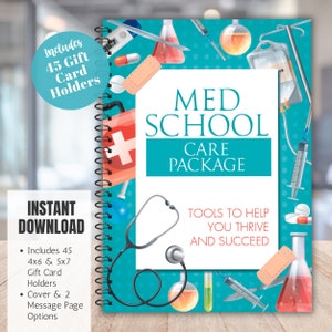 Med School Care Paket, Geschenkkartenbuch der Medizinischen Schule, zukünftiges Doktorpflegepaket, druckbares Geschenkkartenbuch, Med Studenten-Überlebenskit