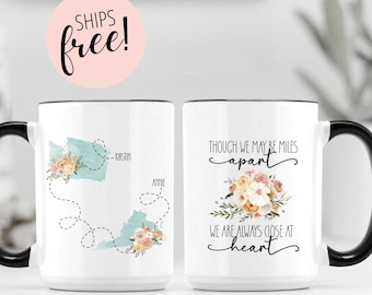 Custom State to State Coffee Mug Gift for Long Distance Relationships Sister Gift for Mom Going Away Gift Best Friends Gift for Miles Apart