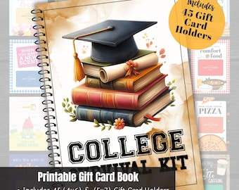College Gift Card Book, College Survival Kit, First Year College Gift Card Photo Album Gift Printable Graduation Gift Card Bundle for Grad