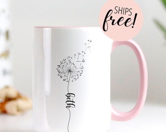 Personalized Name Mug for Birthday Graduation Gift for her Custom Dandelion Mug Gift for Bridesmaids & Wedding Bridal Party Personalized Mug