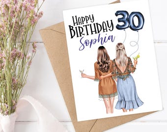 Personalized Girls Birthday Card Best Friend Birthday Card Custom Friend Card Bestie Birthday Card Any Age Sister Birthday Custom Girl Card