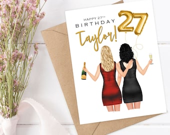 PERSONALIZED FRIEND BIRTHDAY Card, Personalized Birthday Card, Custom Sister Birthday Card, Girlfriend Birthday Card, Custom Birthday Card