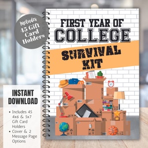 Survivalkit eerste jaar college, boek cadeaukaart college, zorgpakket college, afstudeercadeau middelbare school, op weg naar collegebenodigdheden