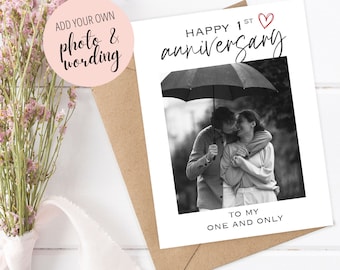 CUSTOM Anniversary Card, To My One and Only Personalized Photo Anniversary Card, Romantic Anniversary Photo Card, Boyfriend Girlfriend Card