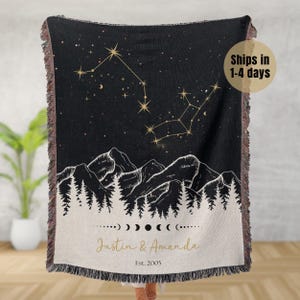 Personalized Constellation Tapestry Custom Zodiac Blanket Anniversary Gift Night Sky Woven Throw Celestial Wedding Gift Horoscope Astrology image 1